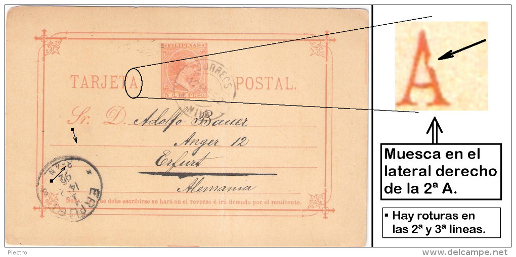 FILIPINAS: Entero Postal Alfonso XII, 1892, CIRCULADA - 1850-1931