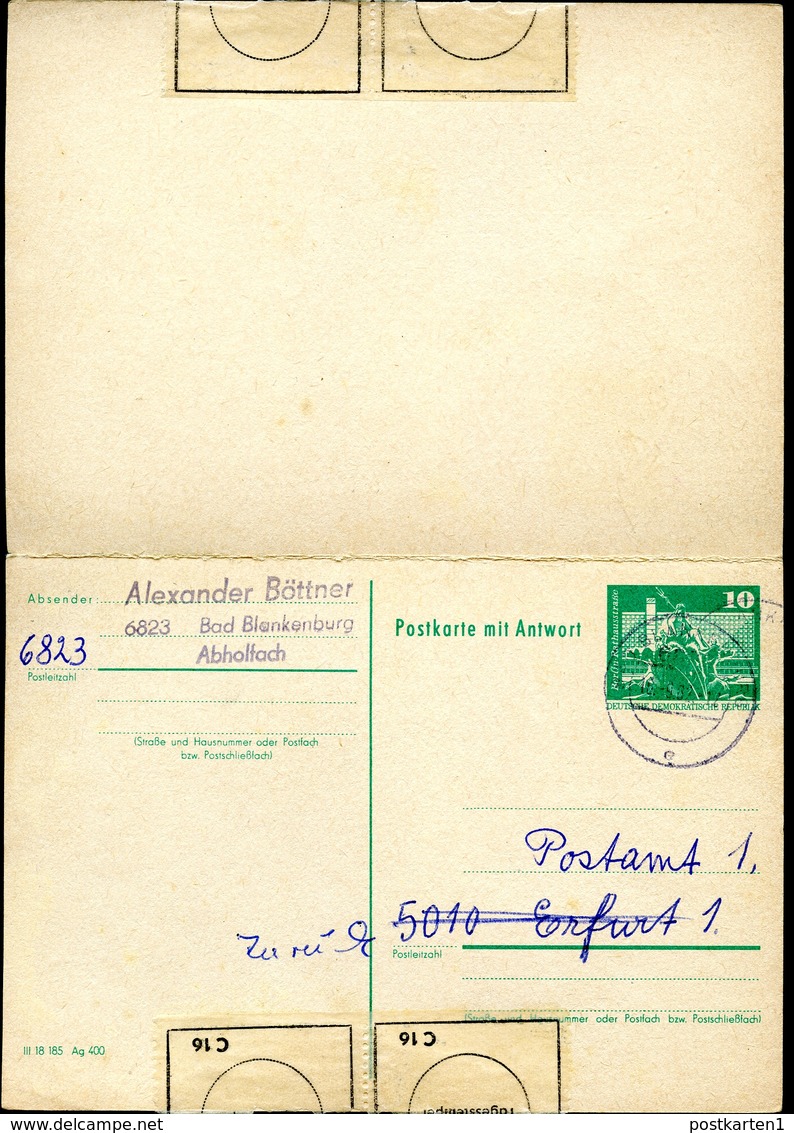 POLARJAHR  CARL V. WEYPRECHT Erfurt 1982 Auf DDR P81 Postkarte Mit Antwort - Explorateurs & Célébrités Polaires