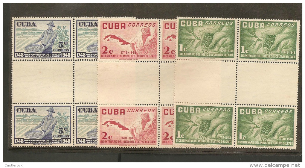 O) 1948  CARIBE,COFFEE, SET WITH GUTTER PAIR, VERY RARE, XF - Non Dentelés, épreuves & Variétés