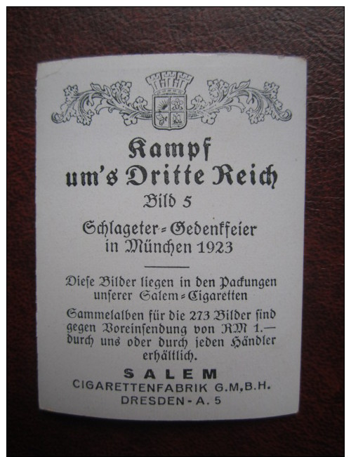 Schlageter Gedenkfeier München Nazi NS Propaganda 5 Salem Zigarettenbild Der Kampf Ums Dritte Reich - Sonstige & Ohne Zuordnung
