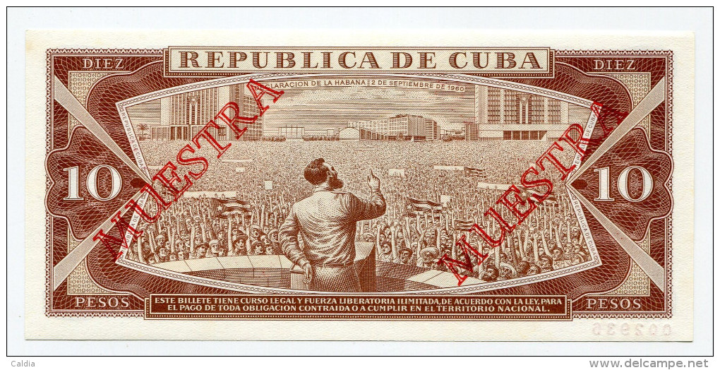 Cuba 10 Pesos 1988 "" MUESTRA "" SPECIMEN  UNC - RARE !!! - Cuba