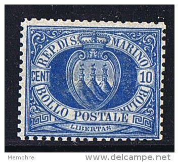 1877   Armoiries 10 Cent  Bleu  Sass  3a   * MH - Nuovi