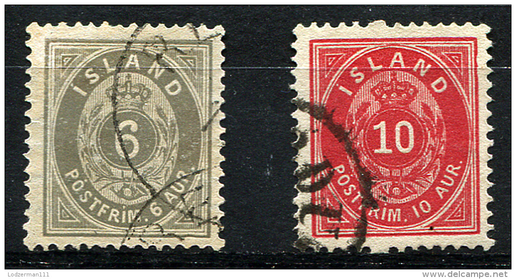 ICELAND 1876 Wmk Crown Perf.14x13.5 - Yv.7A+8A (Mi.7A+8A, Sc.10+11) Used (perfect) VF - Gebraucht