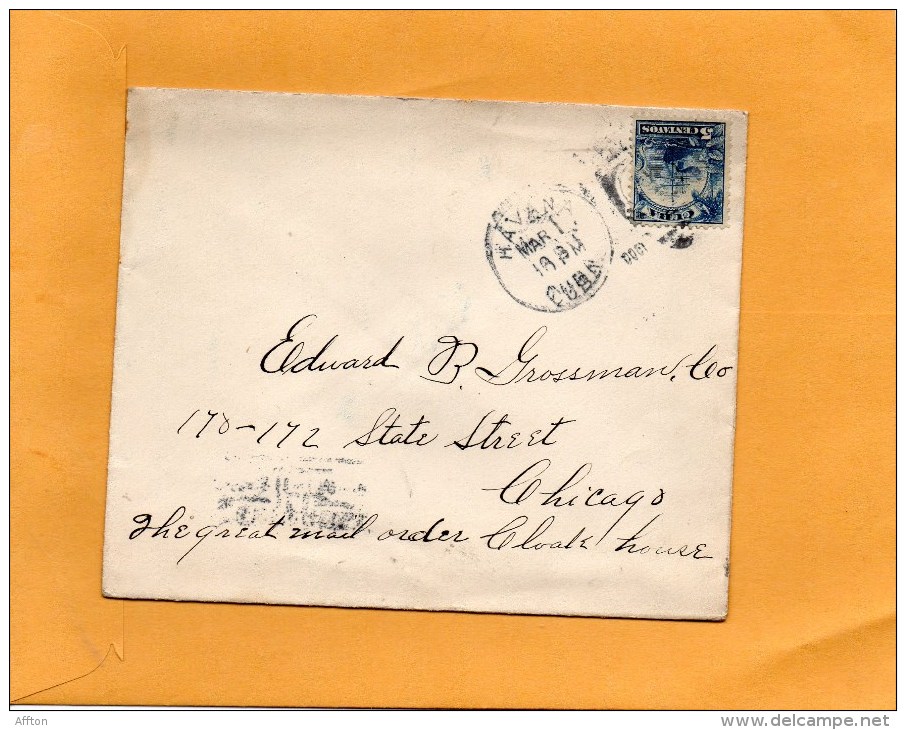 Cuba 1900 Cover Mailed To USA - Lettres & Documents