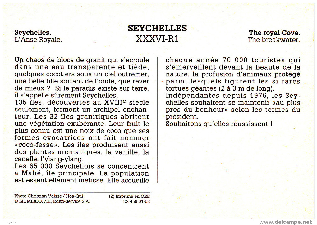 SEYCHELLES.  Seychelles. L'Anse Royale.  -  The Royal Cove. The Breakwater. - Seychelles