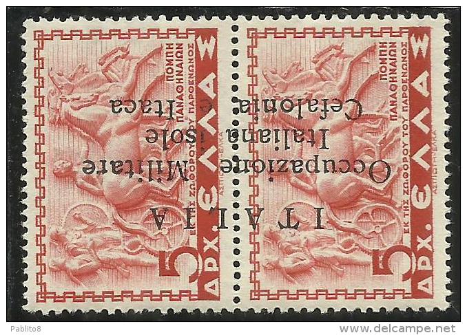 OCCUPAZIONE ITALIANA CEFALONIA E ITACA 1941 5 D + 5 DRACME MNH VARIETA' VARIETY SIGNED FIRMATO - Cefalonia & Itaca