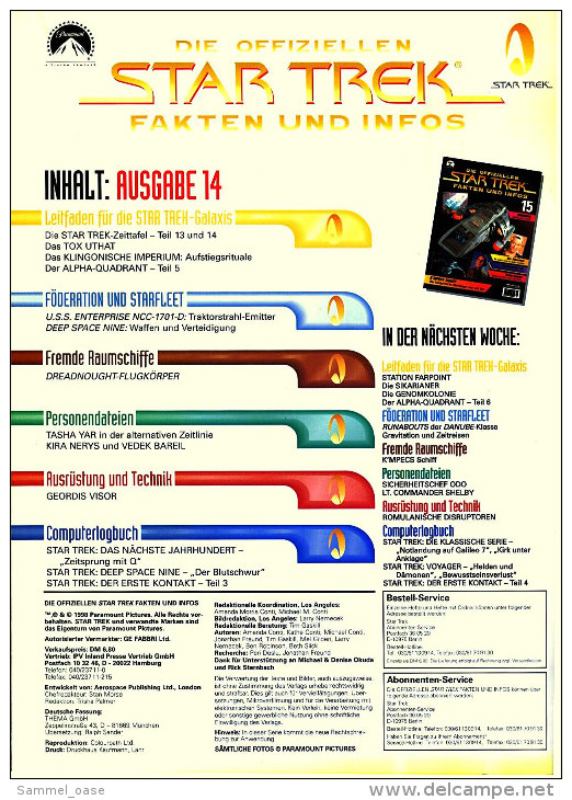 Zeitschrift  Die Offiziellen STAR TREK Fakten Und Infos -  Heft 14 / 1998  -  U.S.S. Enterprise NCC-1701-E - Film & TV