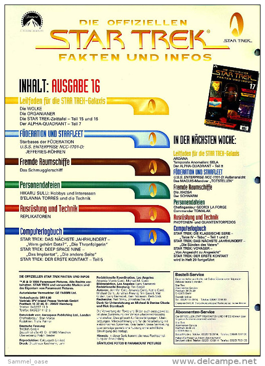 Zeitschrift  Die Offiziellen STAR TREK Fakten Und Infos -  Heft 16 / 1998  -  Der Erste Kontakt - Films & TV