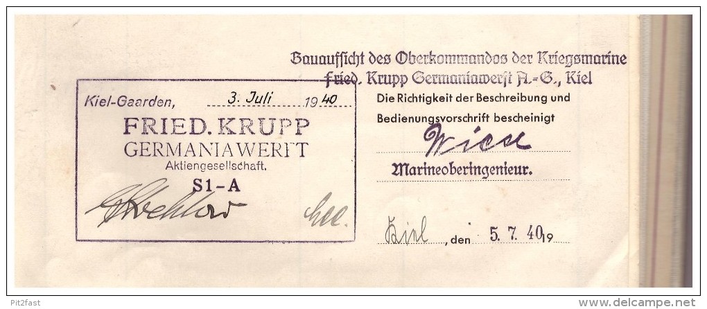 ORIGINAL Betriebsanleitung V. Kreuzer Prinz Eugen , 1940 , Gasfeuerlöschanlage , Marine , Schiff , Wehrmacht , Kiel !!! - Boats