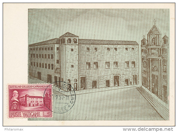 D16161 CARTE MAXIMUM CARD 1957 VATICAN - COLLEGIO CAPRANICA CP ORIGINAL - Other & Unclassified