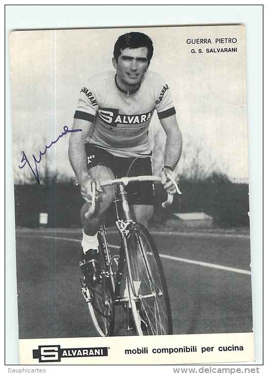 Pietro GUERRA - Autographe Manuscrit - Dédicace - Equipe SALVARANI - 2 Scans - Cyclisme