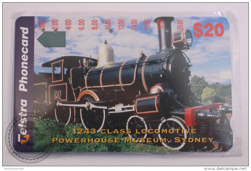 Phone Card Australia, Telstra 20$ - Train/ Railway  Engine/ Locomotive - 1243 Class Locomotive Powerhouse Museum, Sydney - Trenes