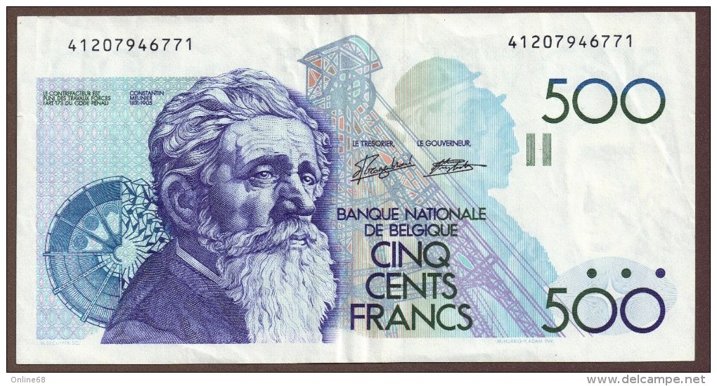 BELGIQUE 500 Francs	ND  1982-98  Signatures: Van Droogenbroeck & Verplaetse - 500 Francos