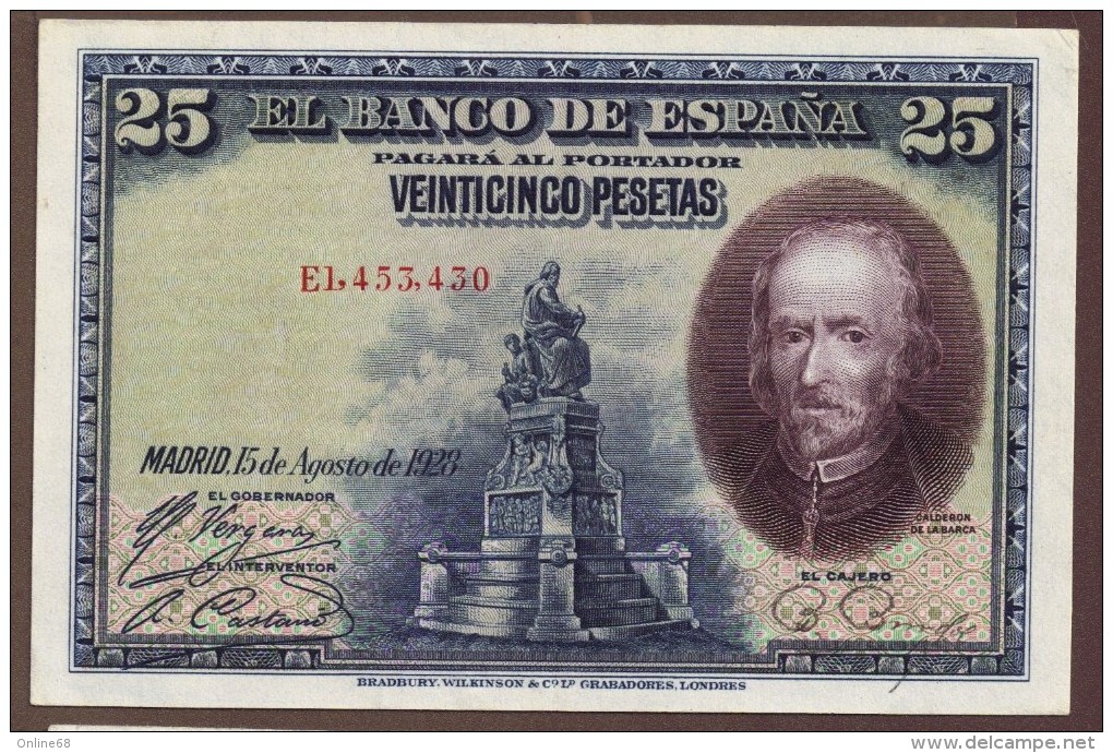 ESPANA 25 Pesetas 15.08.1928  SERIE E - 1-2-5-25 Pesetas