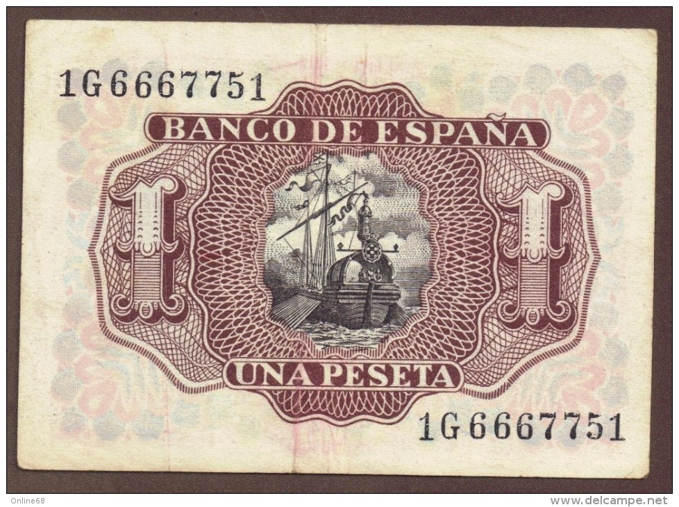 ESPANA 1 Pesetas 22.07.1953  SERIE 1G - 1-2 Pesetas