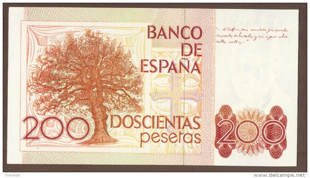 ESPANA  200 Pesetas 16.09.1980  SERIE G2900592 P# 156 - [ 4] 1975-… : Juan Carlos I