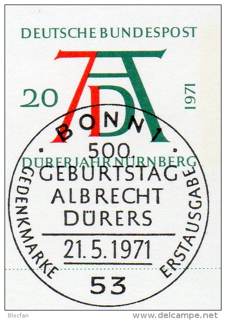 Dürer Jahr 1971 Postkarten BRD PSo 3/01-05 SST 8€ Selbstbildnis Albrecht Dürers Museo Del Prado Set Postcard Of Germany - Correos & Carteros