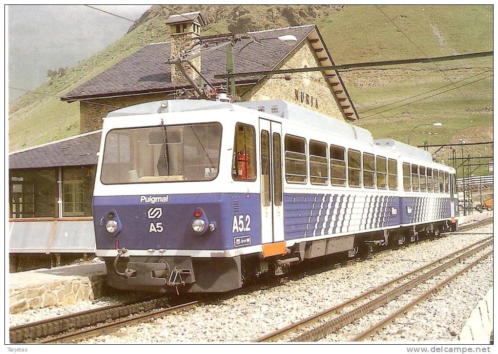 Nº209 POSTAL DE ESPAÑA DE UN AUTOMOTOR ELECTRICO A-5/7 EN NURIA (TREN-TRAIN-ZUG) AMICS DEL FERROCARRIL - Trenes