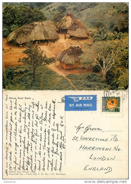 Rural Village Scene, Tanzania Postcard Posted 1969 Stamp - Tanzania
