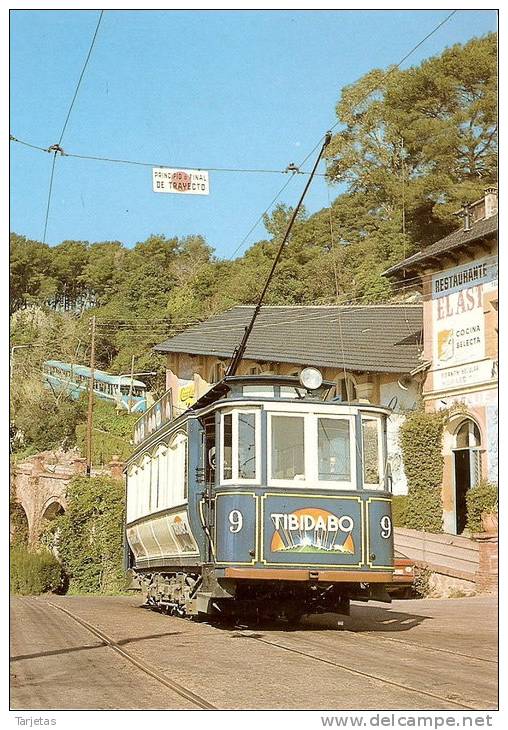 Nº37 POSTAL DE ESPAÑA DE EL TRANVIA BLAU DEL TIBIDABO  (TREN-TRAIN-ZUG) AMICS DEL FERROCARRIL - Tranvía