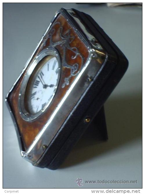 ANTIQUE SWISS WATCH LÉPINE SILVER METAL  - WITH DESKTOP CASE MADE OF WOOD - PUNCH ENGLISH CITY OF BIRMINGHAM YEAR 1909 - Horloge: Antiek