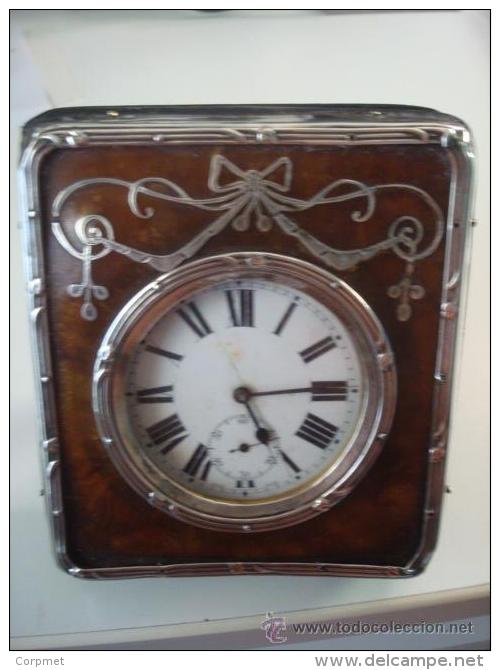 ANTIQUE SWISS WATCH LÉPINE SILVER METAL  - WITH DESKTOP CASE MADE OF WOOD - PUNCH ENGLISH CITY OF BIRMINGHAM YEAR 1909 - Watches: Old