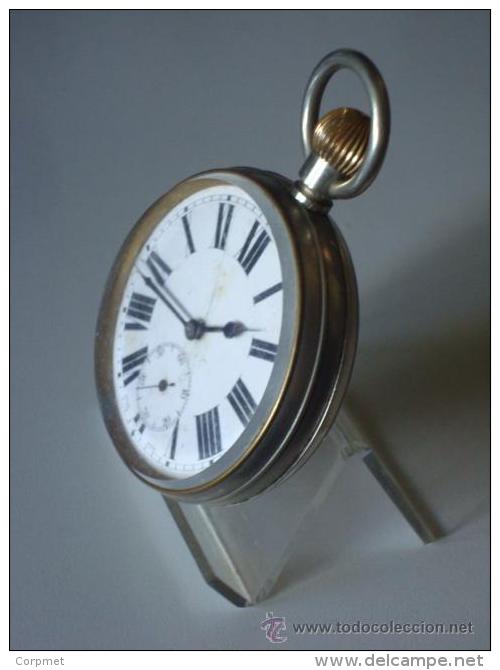 ANTIQUE SWISS WATCH LÉPINE SILVER METAL  - WITH DESKTOP CASE MADE OF WOOD - PUNCH ENGLISH CITY OF BIRMINGHAM YEAR 1909 - Horloge: Antiek