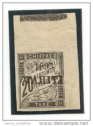 TAHITI - Timbre Taxe N° 21 Sans Charniére ** Signé Aimé Brun, Coin De Feuille Superbe Et Rare A Voir - Unused Stamps