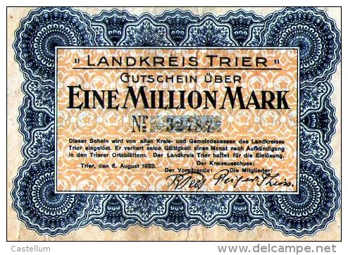 EIN MILLION MARK-( République Weimar) 6-08-1923 - 1 Miljoen Mark