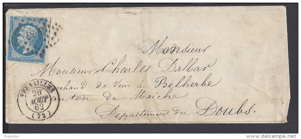 FR - 1868 - YVELINES -  LETTRE DE VERSAILLES A DESTINATION DE MAICHE - - 1849-1876: Période Classique