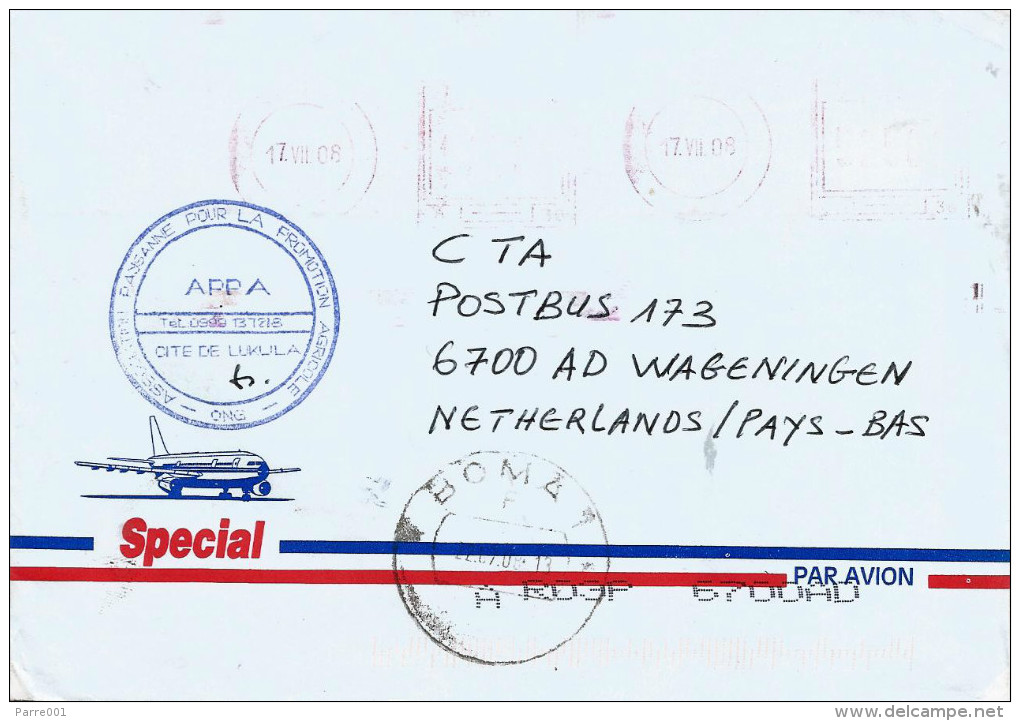 RDC DRC Congo Zaire 2008 Boma 1 Code Letter F Meter Franking Frama A30 Cover - Covers