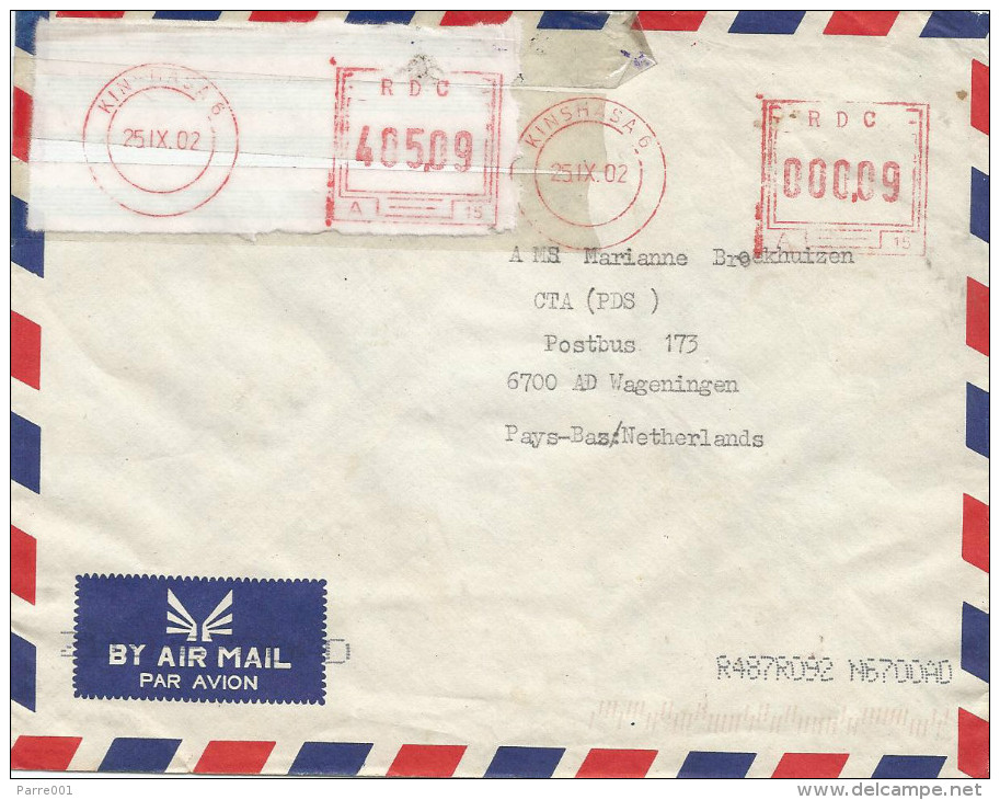 RDC DRC Congo Zaire 2002 Kinshasa 6 Meter Franking Label Frama A15 Cover - Brieven