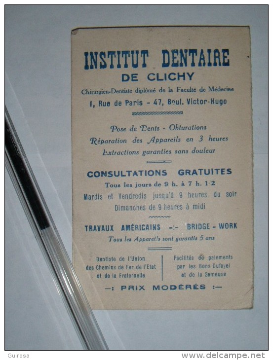 Calendrier 1925 De L’Institut Dentaire De Clichy - Petit Format : 1921-40