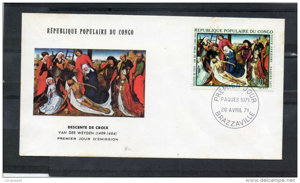 CONGO : Peinture "Descente De Croix" Par Van Der Weyden  - Art  - Tableaux Religieux - Pâques - Enveloppe 1er Jour - - FDC
