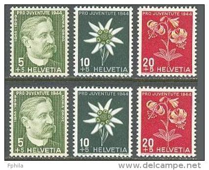 1944 SWITZERLAND PRO JUVENTUTE (2x) MICHEL: 439-441 MNH ** - Unused Stamps