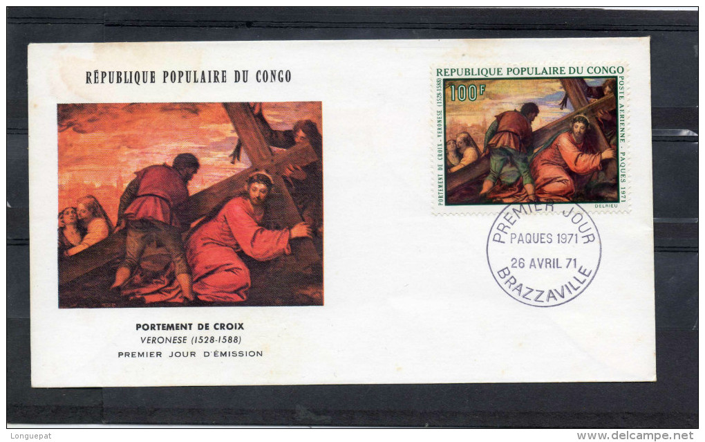 CONGO : Peinture "Portage De Croix" Par Véonése  - Art  - Tableaux Religieux - Pâques - Enveloppe 1er Jour - - FDC