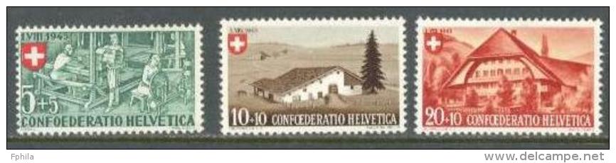 1945 SWITZERLAND PRO PATRIA MICHEL: 460-462 MNH ** - Unused Stamps