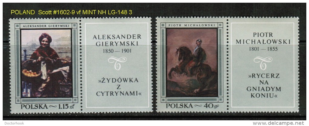 POLAND   Scott  # 1602-9**  VF MINT NH  PAIRS WITH LABLE - Unused Stamps