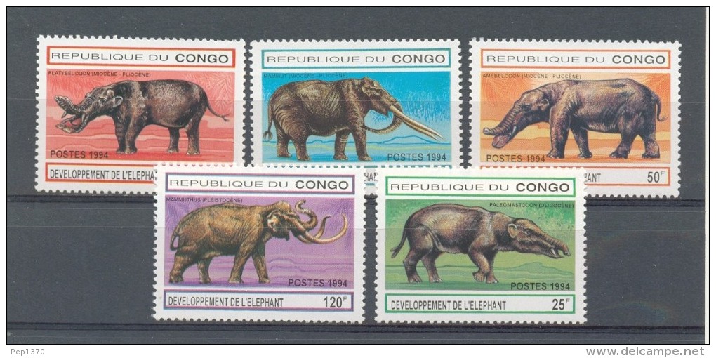 CONGO 1994 - ELEFANTES - ELEPHANTS - YVERT 990A-990E - Elefanti