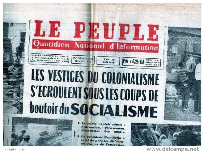 Algerie- Journal Le Peuple Du 22/06/1964 - 1950 - Today