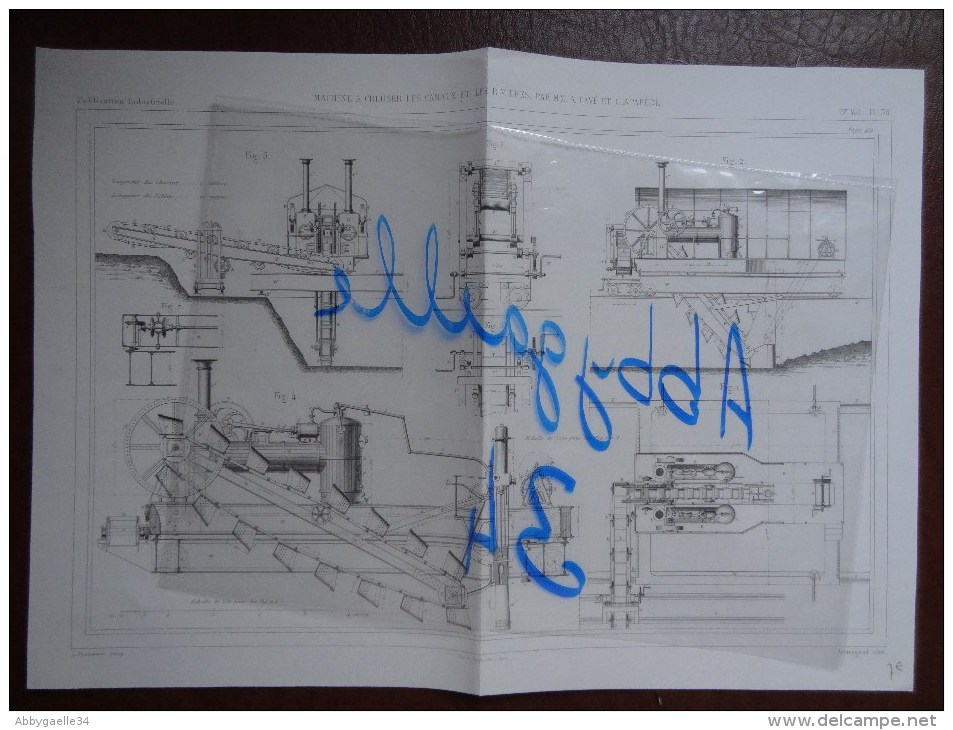 MACHINES A CREUSER LES CANAUX ET LES RIVIERES, PAR MM. A. CAVE ET CLAPAREDE Publication Industrielle - Maschinen