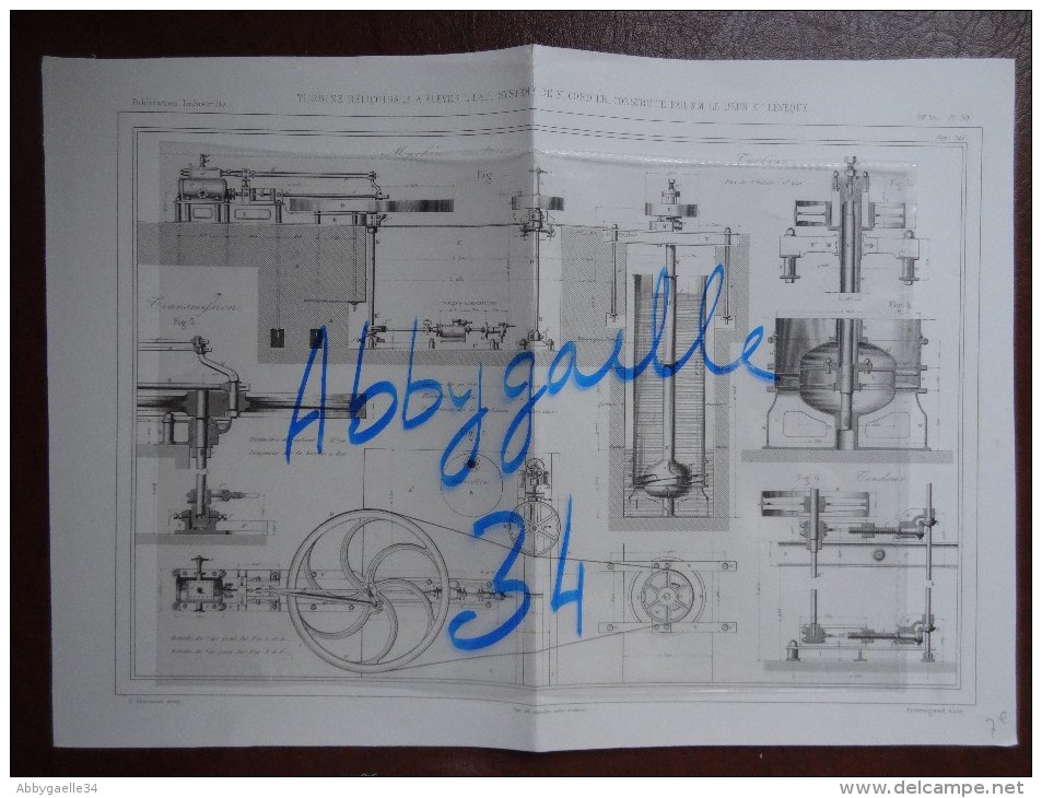 TURBINE HELICOIDALE A ELEVER L'EAU, SYSTEME DE M. CORDIER, CONSTRUITE PAR MM. LE BRUN ET LEVEQUE Publication Industriell - Máquinas