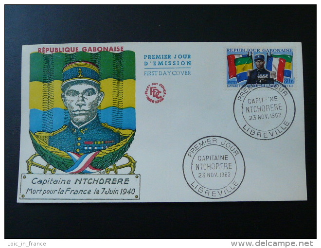 Drapeau Flag Capitaine Ntchorere Tirailleurs Senegalais FDC Gabon 1962 - Covers