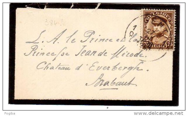 Belgio - Lettera Indirizzata Al Principe Jean De Mirode - Affrancata Con 75c Alberto I - 1915-1920 Alberto I