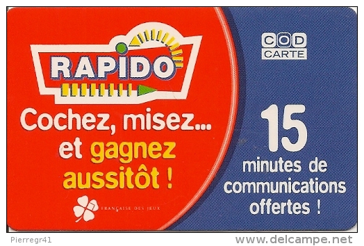 CODECARD-FT-15MN-JEU RAPIDO-01/03/2003-47000 Ex-T BE - FT Tickets