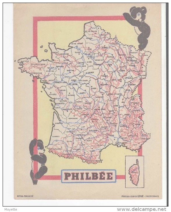 VIEUX PAPIERS-PROTEGE CAHIER-PUB LE PAIN D'EPICES DE DIJON PHILBEE-AU DOS CARTE DE FRANCE-18 Cm X 24cm- - Protège-cahiers