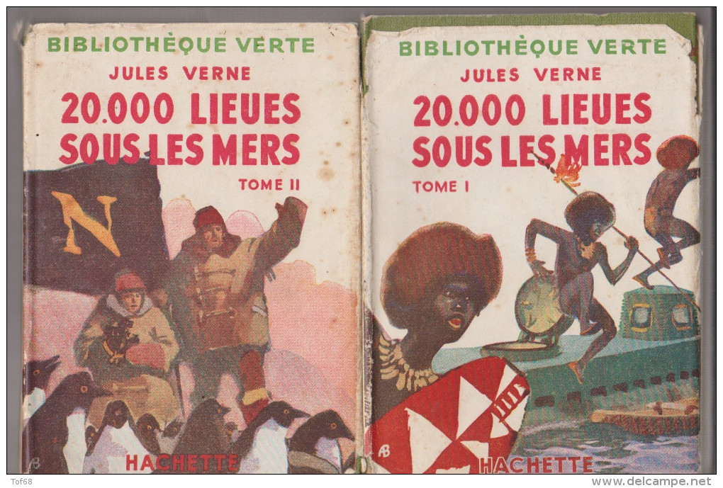 Bibliothèque Verte Jules Verne 20000 Lieues Sous Les Mers Tome 1 Et 2 - Bibliotheque Verte