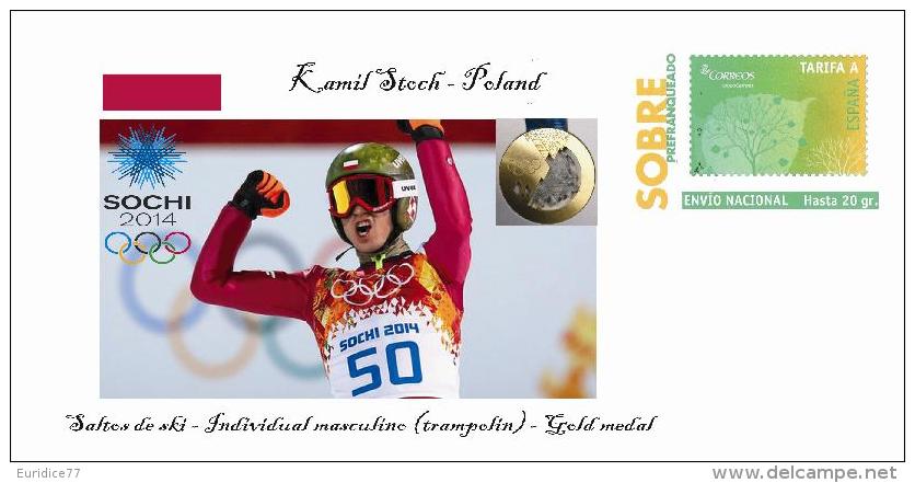 Spain 2014 - XXII Olimpics Winter Games Sochi 2014 Special Prepaid Cover - Kamil Stoch - Winter 2014: Sochi