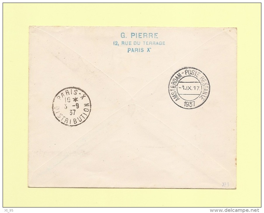 1er Transport Aerien De Courrier Sans Surtaxe - France Pays Bas - 1937 - Type Paix + Victor Hugo - 1960-.... Covers & Documents