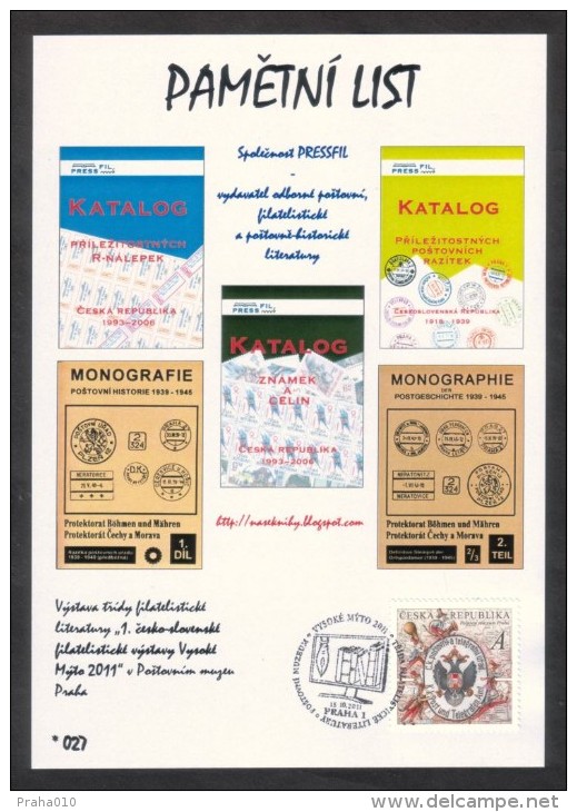 Czech Rep. / Commemorative Sheet (PaL 2011/02) Praha 1: Company PRESSFIL - Publisher Of Postal And Philatelic Literature - Blocks & Sheetlets